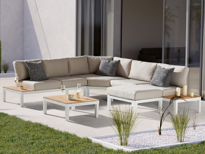 Kettler Elba Large Corner Garden Sofa Set White